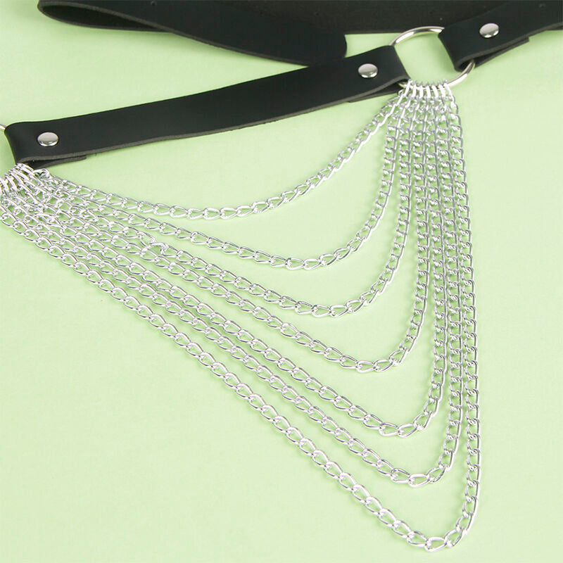SUBBLIME - CEINTURE-CHAÎNE EN CUIR NOIRE TAILLE UNIQUE