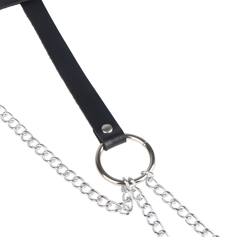 SUBBLIME - CEINTURE CHAÎNE EN CUIR NOIR TAILLE UNIQUE