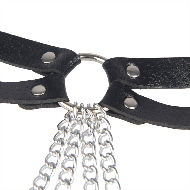 SUBBLIME - CEINTURE CHAÎNE EN CUIR NOIR TAILLE UNIQUE