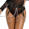 SUBBLIME - CEINTURE CHAÎNE EN CUIR NOIR TAILLE UNIQUE