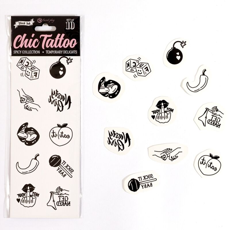 SECRET PLAY - COFFRET DE 10 TATOUAGES ÉPHÉMÈRES DE LA COLLECTION SPICY