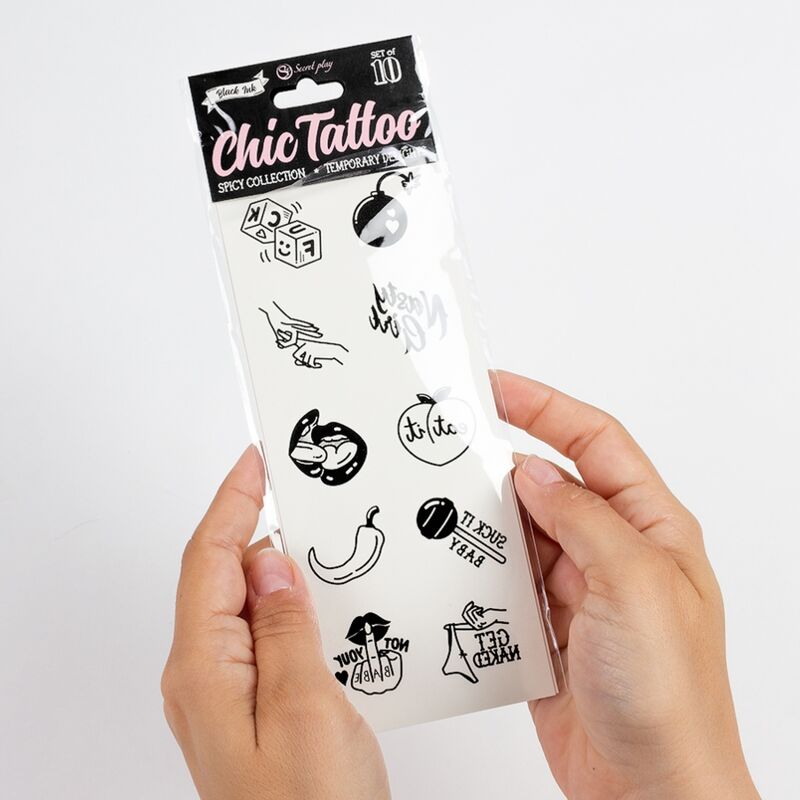 SECRET PLAY - COFFRET DE 10 TATOUAGES ÉPHÉMÈRES DE LA COLLECTION SPICY