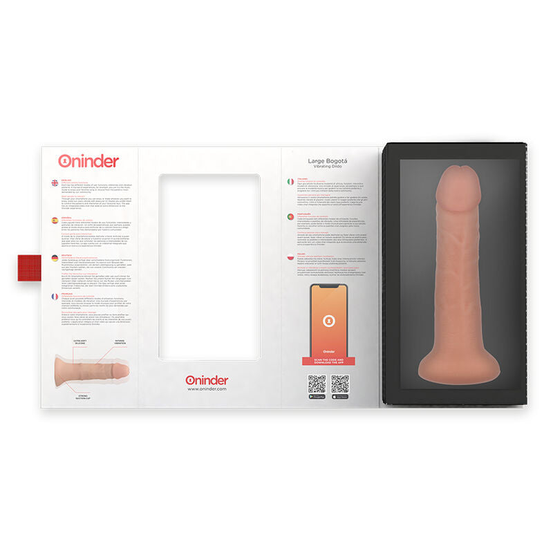 ONINDER - GRAND VIBRATEUR DILDO BOGOTÁ, 9 VITESSES, NATUREL, 22 CM -O- 4,5 CM - APPLICATION GRATUITE