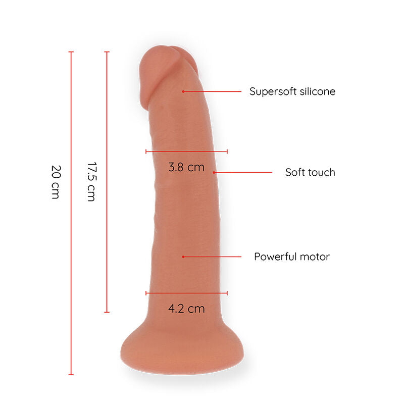 ONINDER - VIBRO DILDO BOGOTA MOYEN À 9 VITESSES NATUREL 20 CM -O- 4.2 CM - APPLICATION GRATUITE