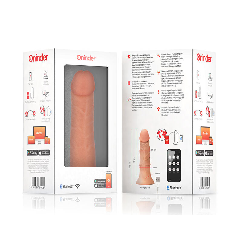 ONINDER - PETIT GODEMICHET VIBRANT BOGOTA 9 VITESSES NATUREL 17.5 CM -O- 4 CM - APPLICATION GRATUITE