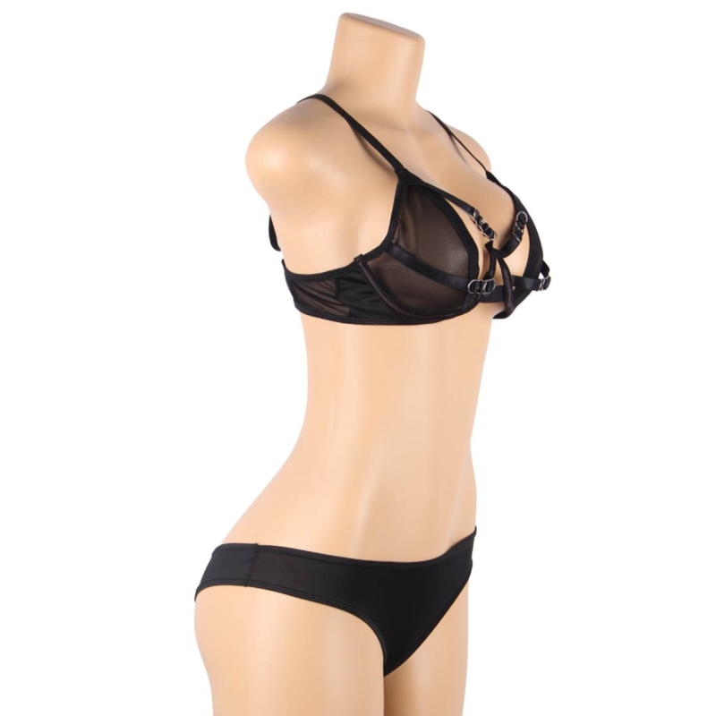SUBBLIME - ENSEMBLE DEUX PIÈCES SOUTIEN-GORGE TRANSPARENT ET SLIP S/M