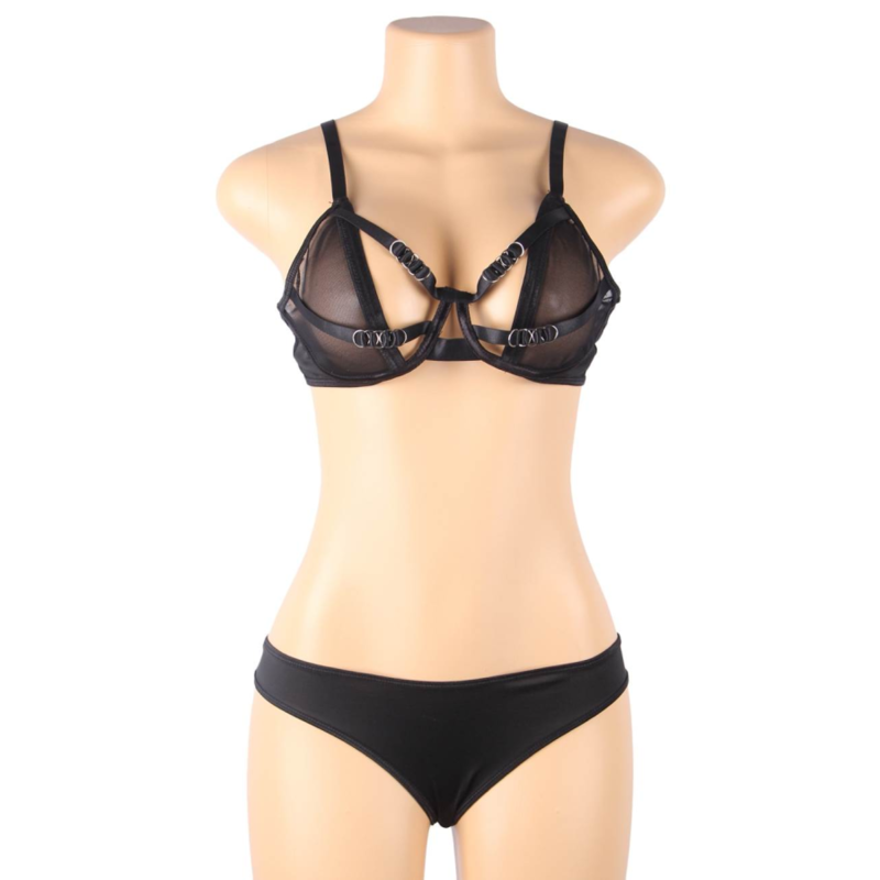 SUBBLIME - ENSEMBLE DEUX PIÈCES SOUTIEN-GORGE TRANSPARENT ET SLIP S/M
