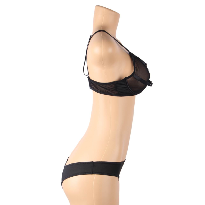 SUBBLIME - ENSEMBLE DEUX PIÈCES SOUTIEN-GORGE TRANSPARENT ET SLIP S/M