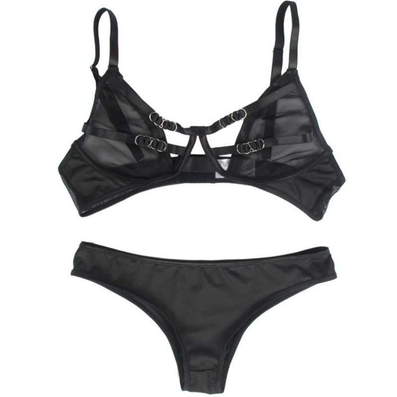 SUBBLIME - ENSEMBLE DEUX PIÈCES SOUTIEN-GORGE TRANSPARENT ET SLIP S/M