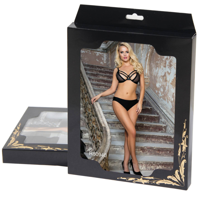 SUBBLIME - ENSEMBLE DEUX PIÈCES SOUTIEN-GORGE TRANSPARENT ET SLIP S/M