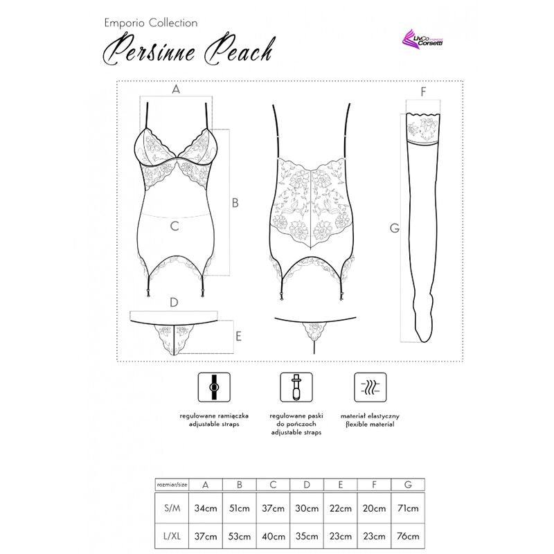 LIVCO CORSETTI FASHION - ENSEMBLE PERSINNE PEACH CORSET + CULOTTE + BAS