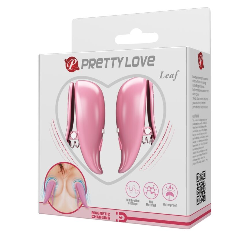 PRETTY LOVE - PINCES À TÉTONS VIBRANTES FEUILLE ROSE