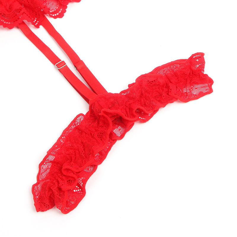 SUBBLIME - Nuisette Teddy rouge S/M avec dentelle et détails de fines bretelles