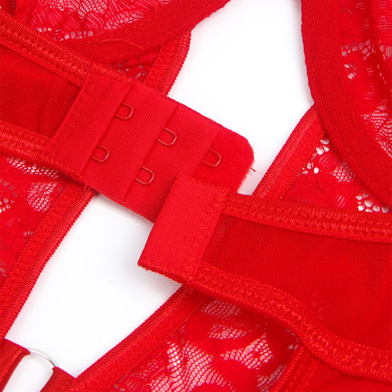 SUBBLIME - Nuisette Teddy rouge S/M avec dentelle et détails de fines bretelles