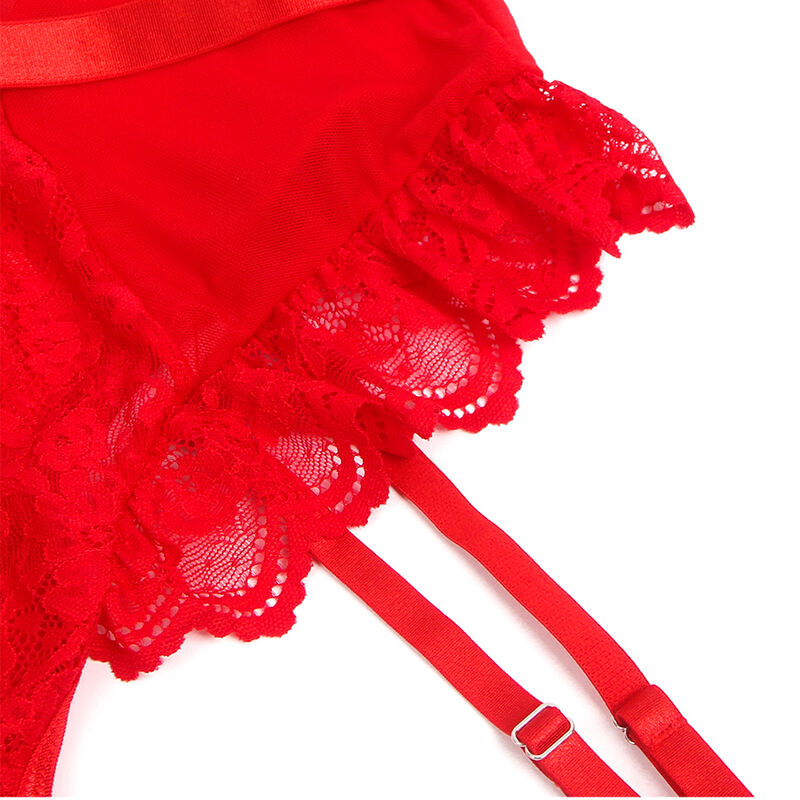 SUBBLIME - Nuisette Teddy rouge S/M avec dentelle et détails de fines bretelles