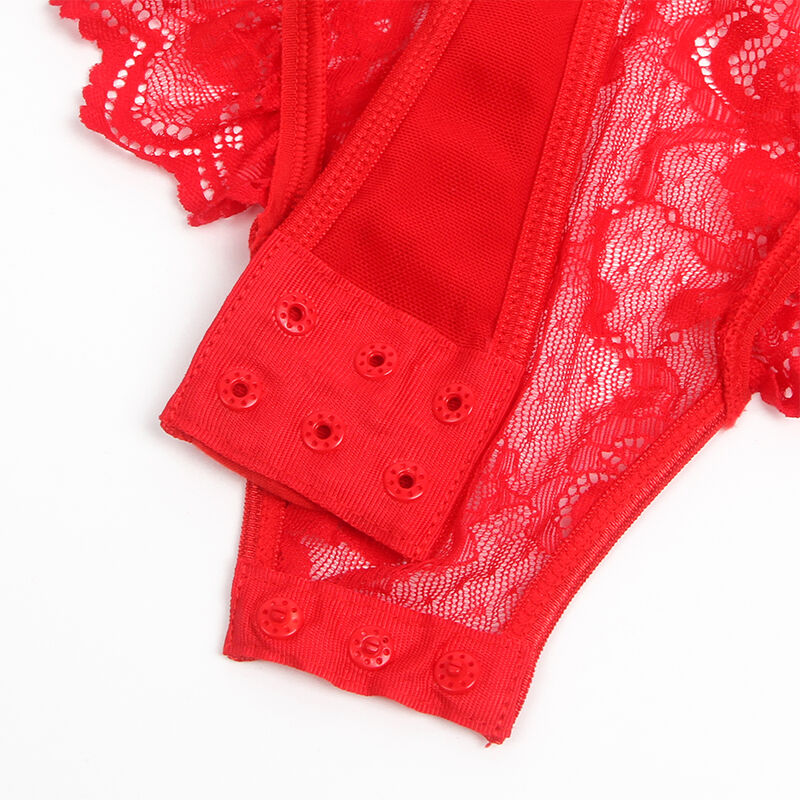 SUBBLIME - Nuisette Teddy rouge S/M avec dentelle et détails de fines bretelles