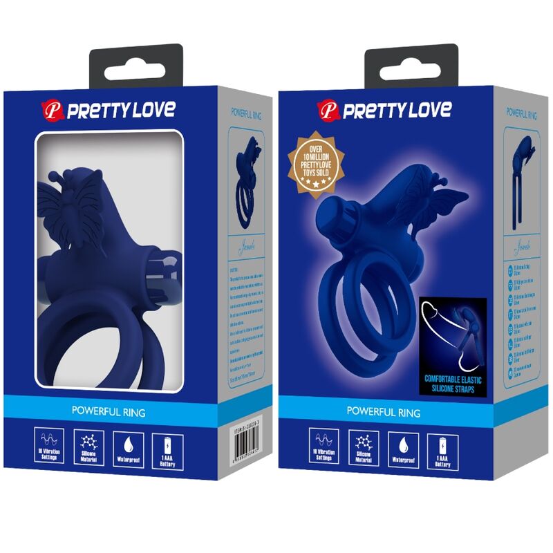 PRETTY LOVE - JAMELE DOUBLE ANNEAU VIBRANT & STIMULATEUR PAPILLON BLEU
