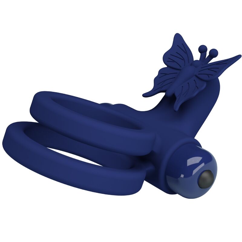 PRETTY LOVE - JAMELE DOUBLE ANNEAU VIBRANT & STIMULATEUR PAPILLON BLEU