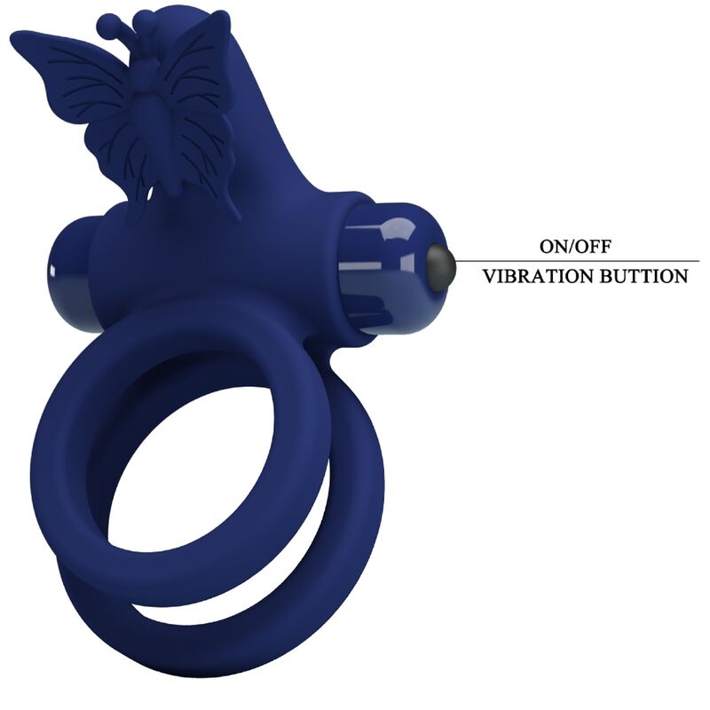 PRETTY LOVE - JAMELE DOUBLE ANNEAU VIBRANT & STIMULATEUR PAPILLON BLEU