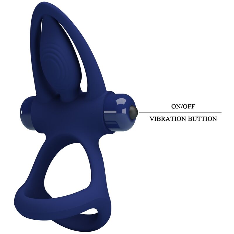 PRETTY LOVE - ANNEAU DOUBLE VIBRANT ET STIMULATEUR BLEU