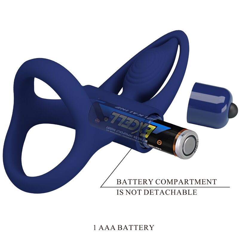 PRETTY LOVE - ANNEAU DOUBLE VIBRANT ET STIMULATEUR BLEU
