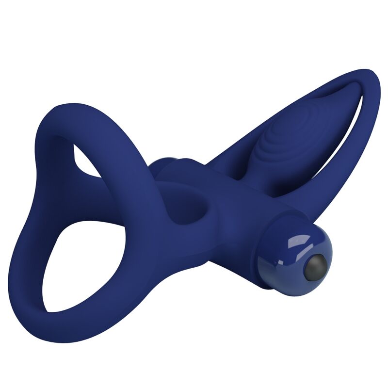 PRETTY LOVE - ANNEAU DOUBLE VIBRANT ET STIMULATEUR BLEU