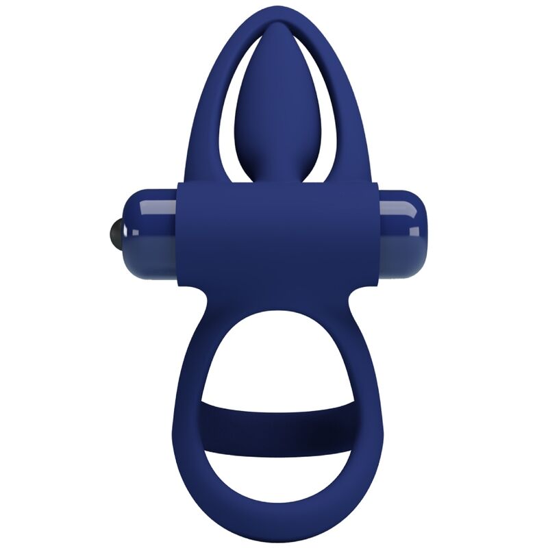 PRETTY LOVE - ANNEAU DOUBLE VIBRANT ET STIMULATEUR BLEU