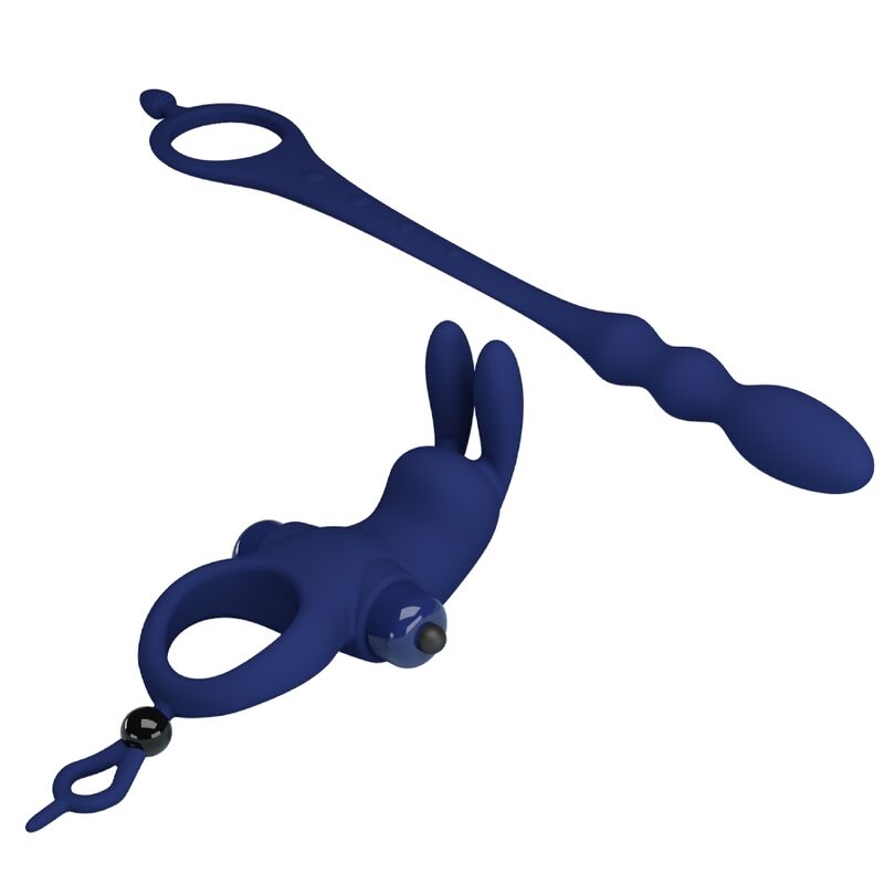 PRETTY LOVE - ANNEAU VIBRANT PÉNIS AYAD RABBIT AVEC PLUG BLEU
