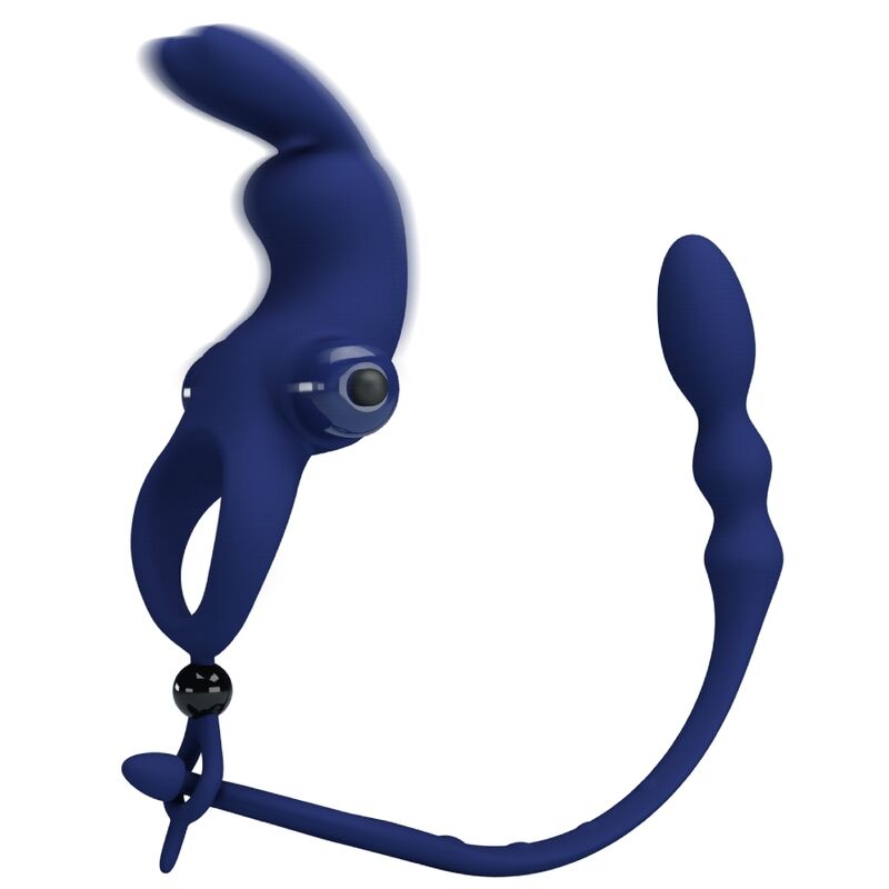 PRETTY LOVE - ANNEAU VIBRANT PÉNIS AYAD RABBIT AVEC PLUG BLEU