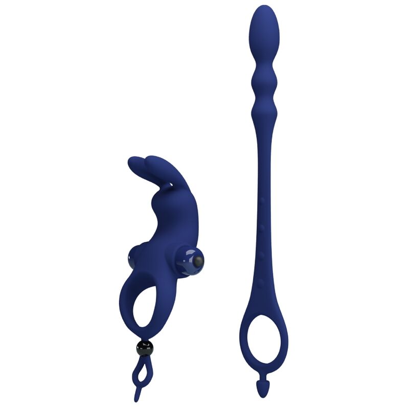 PRETTY LOVE - ANNEAU VIBRANT PÉNIS AYAD RABBIT AVEC PLUG BLEU