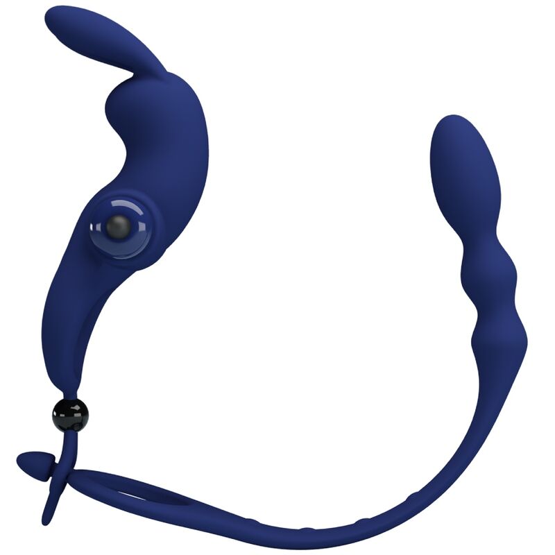 PRETTY LOVE - ANNEAU VIBRANT PÉNIS AYAD RABBIT AVEC PLUG BLEU