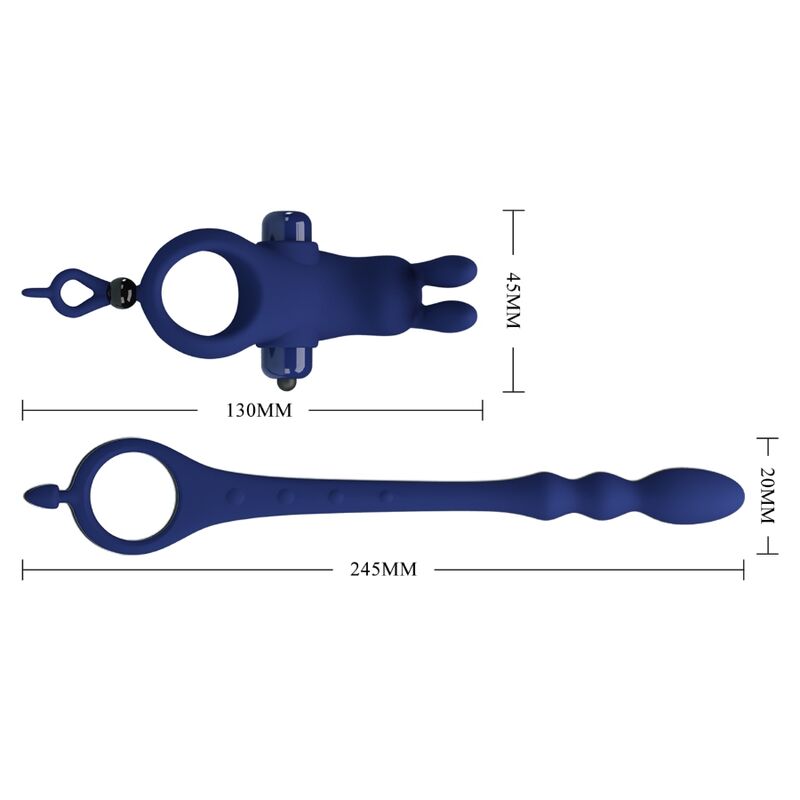 PRETTY LOVE - ANNEAU VIBRANT PÉNIS AYAD RABBIT AVEC PLUG BLEU