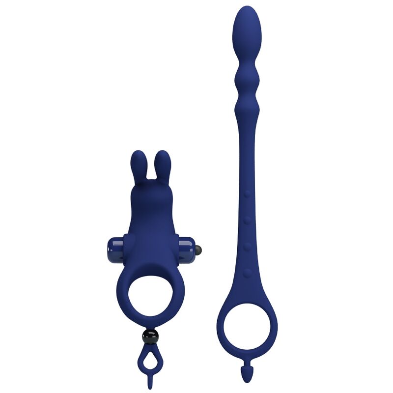 PRETTY LOVE - ANNEAU VIBRANT PÉNIS AYAD RABBIT AVEC PLUG BLEU