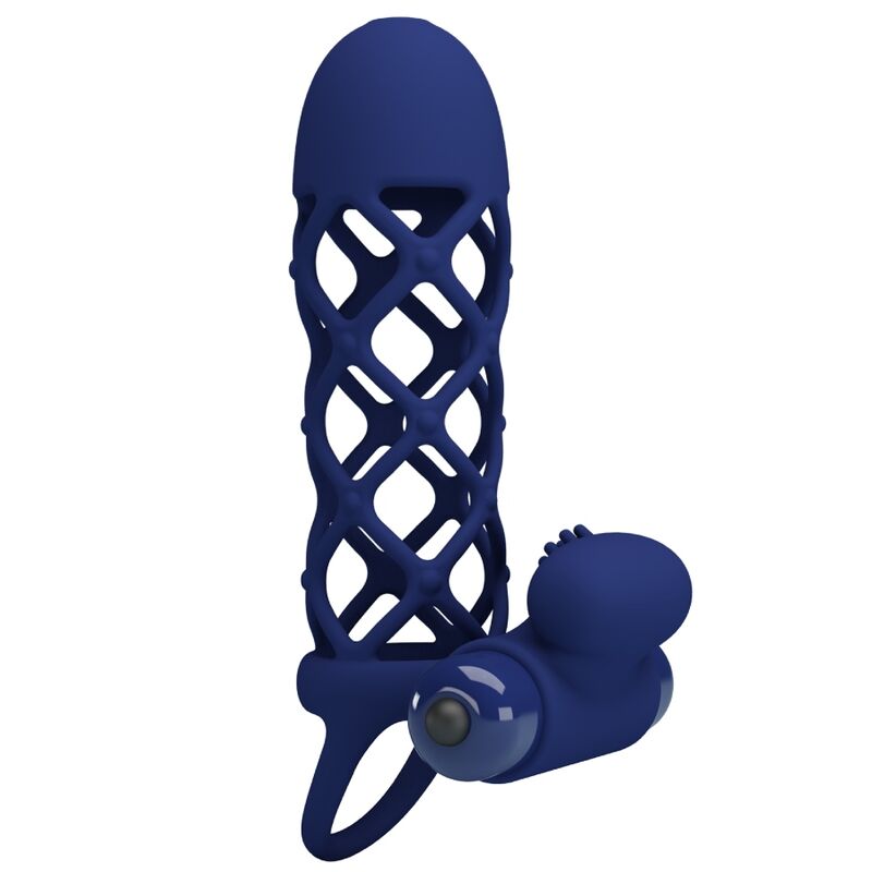 PRETTY LOVE - ANNEAU VIBRANT GIANN AVEC MANCHON EN SILICONE BLEU