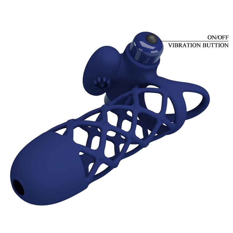 PRETTY LOVE - ANNEAU VIBRANT GIANN AVEC MANCHON EN SILICONE BLEU