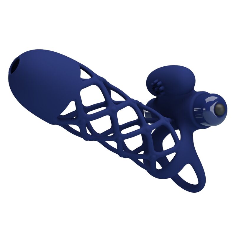 PRETTY LOVE - ANNEAU VIBRANT GIANN AVEC MANCHON EN SILICONE BLEU
