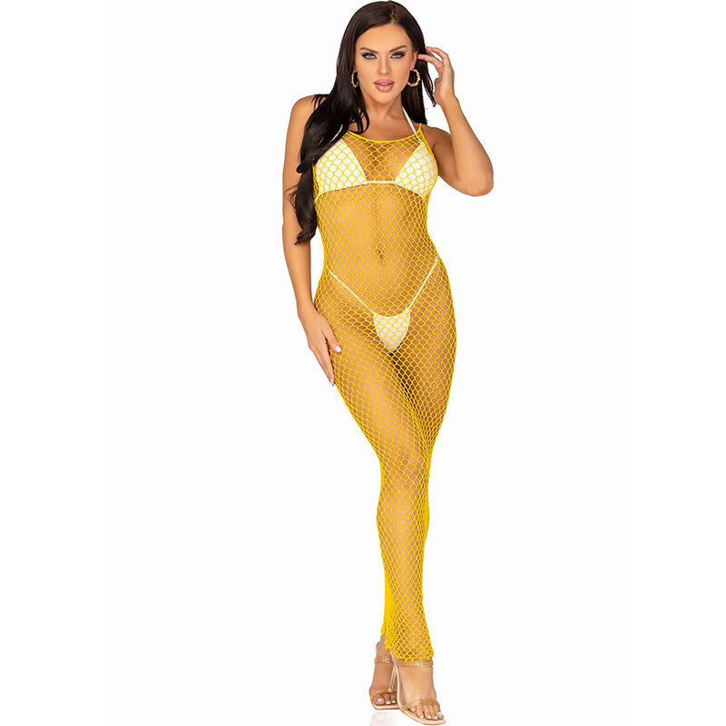 LEG AVENUE - ROBE LONGUE RÉSILLE JAUNE TAILLE UNIQUE