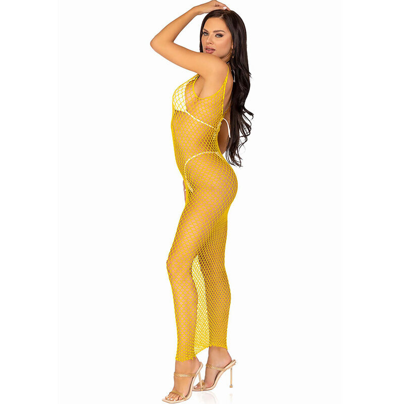 LEG AVENUE - ROBE LONGUE RÉSILLE JAUNE TAILLE UNIQUE