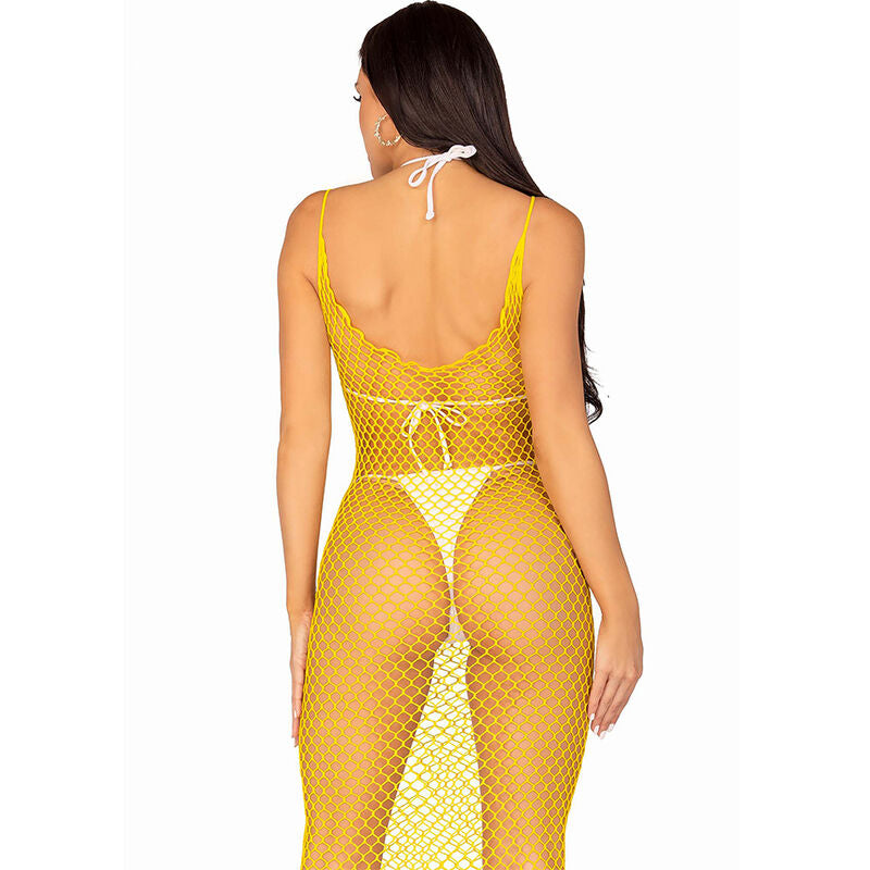 LEG AVENUE - ROBE LONGUE RÉSILLE JAUNE TAILLE UNIQUE