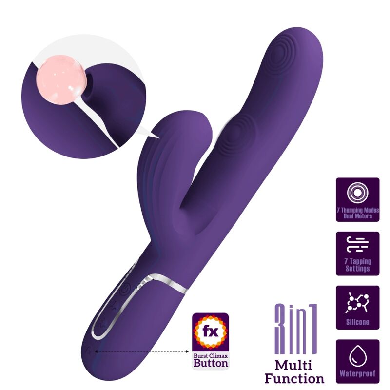 PRETTY LOVE - VIBROMASSEUR POINT G PERLITA MULTIFONCTION 3 EN 1 VIOLET