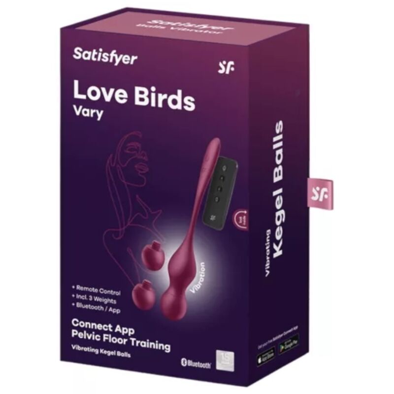 SATISFYER - LOVE BIRDS BOULES VIBRANTES VARIÉES APPLICATION GRATUITE ROUGE BORDEAUX