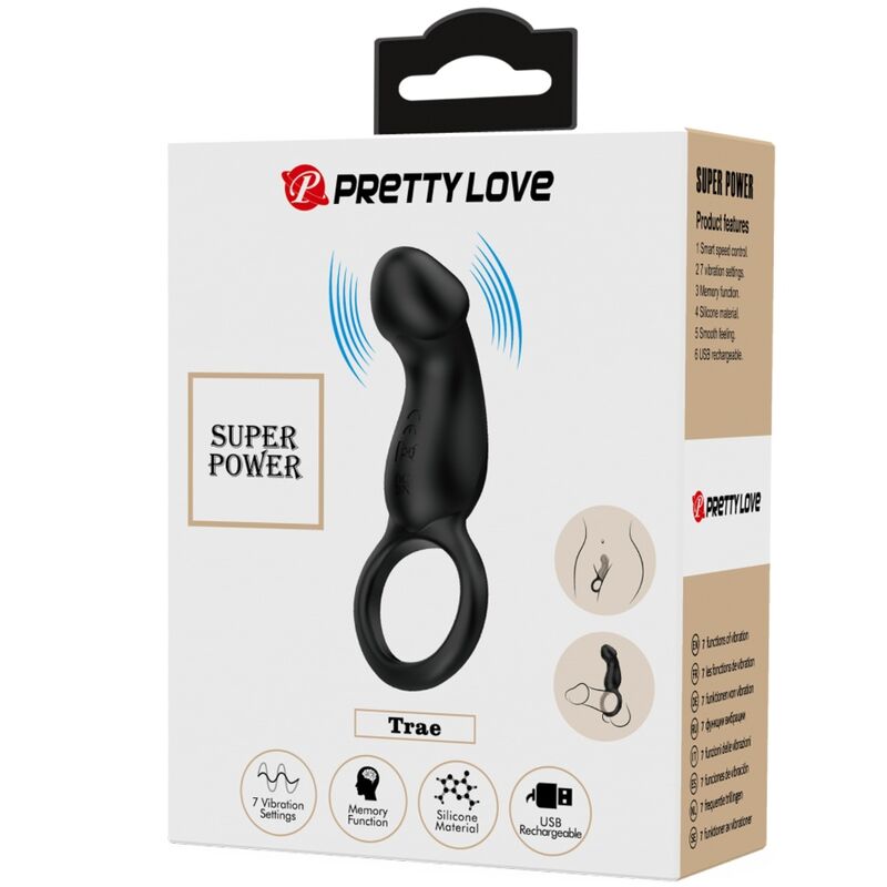 PRETTY LOVE - ANNEAU VIBRANT AVEC STIMULATEUR NOIR
