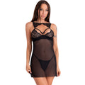 LIVCO CORSETTI FASHION - KROLINA LC 90734 CHEMISE + TANGA NOIR S/M