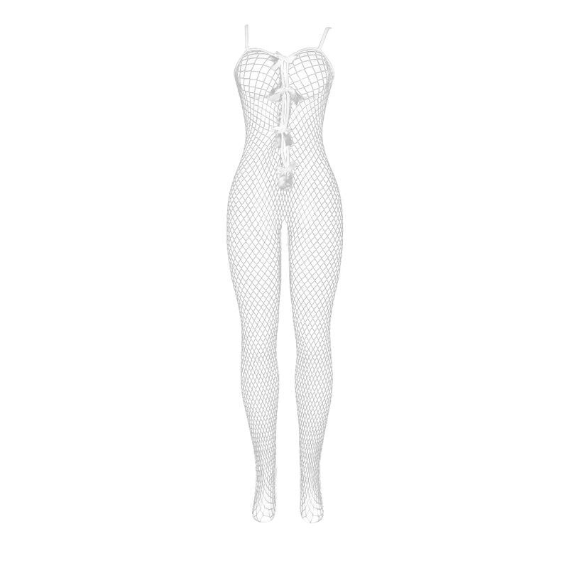 SUBBLIME - 951740 BODYSTOCKING EN RÉSILLE BLANCHE AVEC NŒUDS À L'ENTREJMBE TAILLE UNIQUE