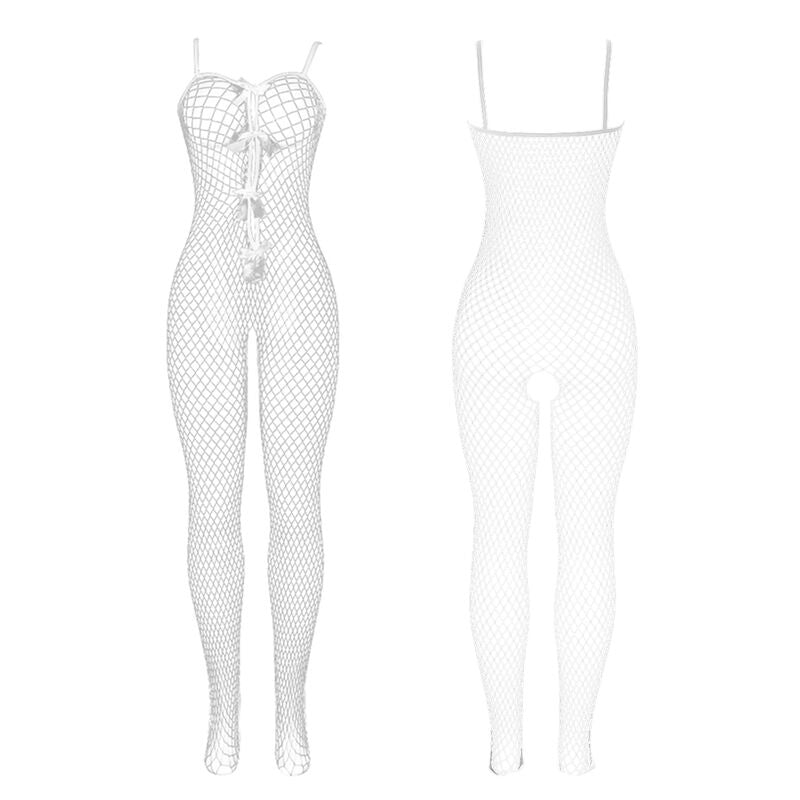 SUBBLIME - 951740 BODYSTOCKING EN RÉSILLE BLANCHE AVEC NŒUDS À L'ENTREJMBE TAILLE UNIQUE