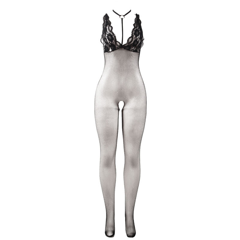 SUBBLIME - 951993 BODY BAS RÉSILLE TRANSPARENT NOIR AVEC ENTREJAMBE OUVERT, TAILLE UNIQUE