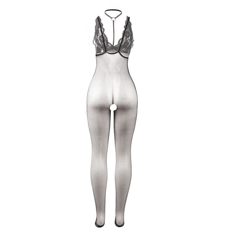 SUBBLIME - 951993 BODY BAS RÉSILLE TRANSPARENT NOIR AVEC ENTREJAMBE OUVERT, TAILLE UNIQUE