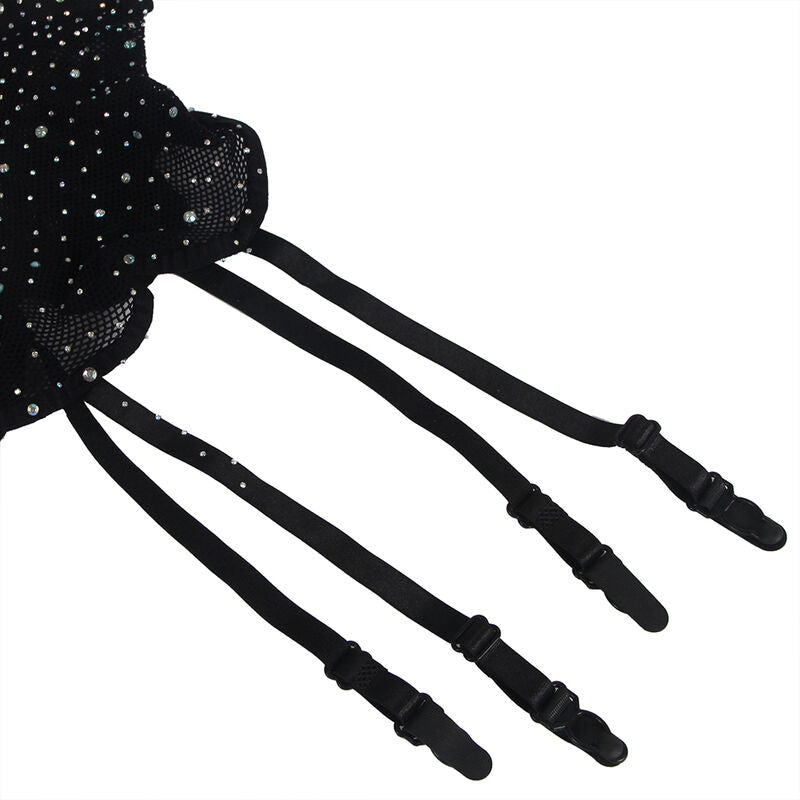 SUBBLIME - 952174 BODY BAS RÉSEAU AVEC GANTS ET STRASS NOIR TAILLE UNIQUE