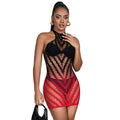 SUBBLIME - 952242 ROBE ROUGE ET NOIRE EN MAILLE ÉLASTIQUE DÉCOUPE DÉGRADÉE TAILLE UNIQUE