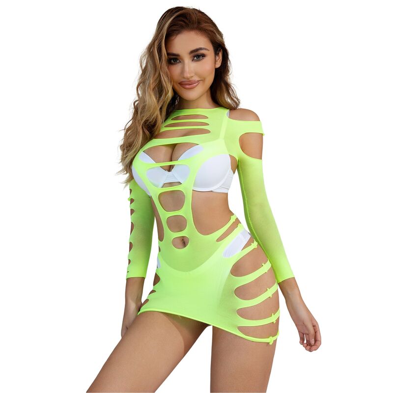 SUBBLIME - 952280 ROBE LONGUE EN FILET ÉLASTIQUE VERT TAILLE UNIQUE